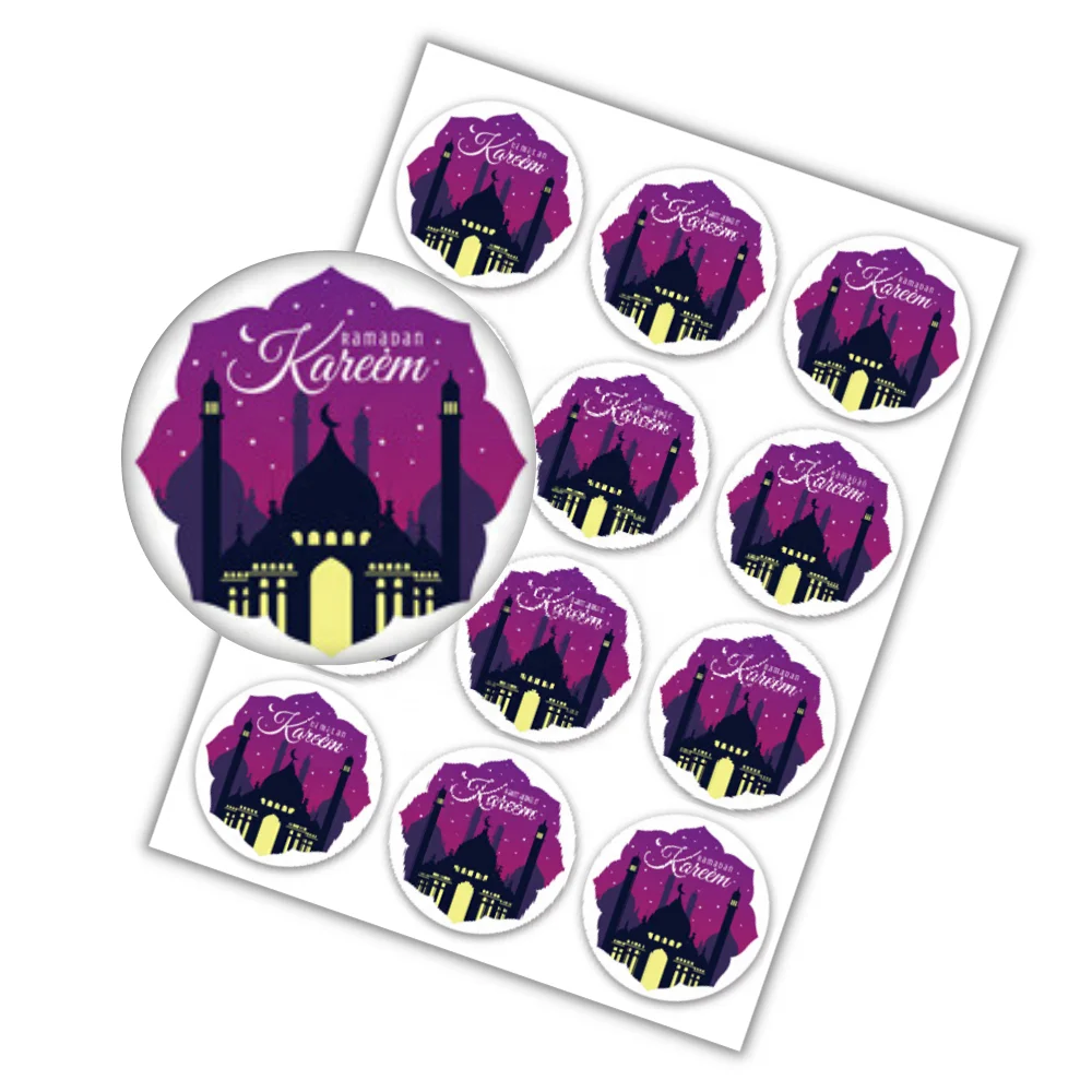 Islamic Muslim Ramadan Eid Mubarak 12 dots Gift Tag Paper Sticker eid mubarak party supplies Label Stickers