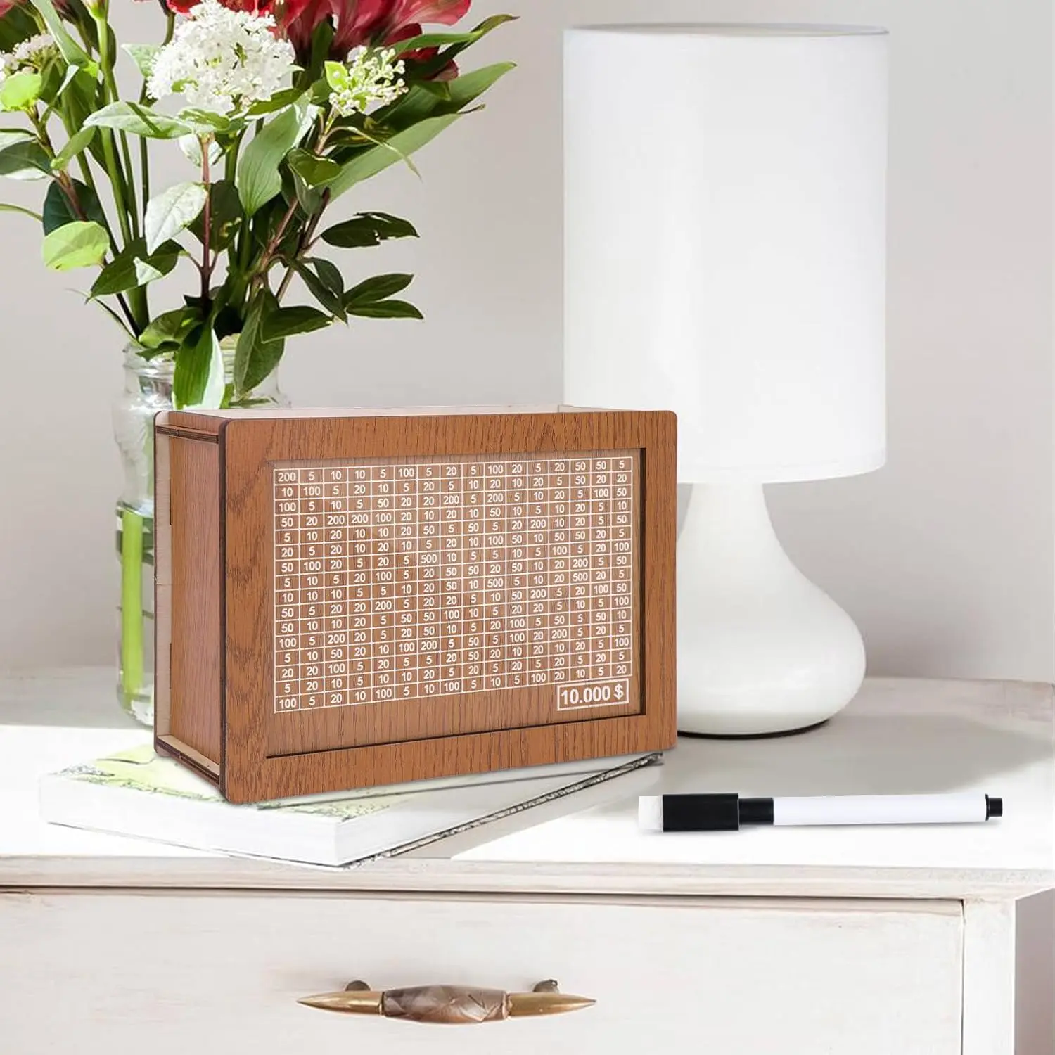 Wooden Cash Saver Money Box With Money Target And Numbers Cash Vault Wooden Savings Box Wooden Coin Bank Money Box With Counter