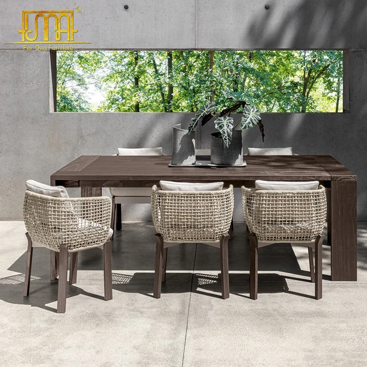 Relax upholstered fabric teak wood garden chair with armrests