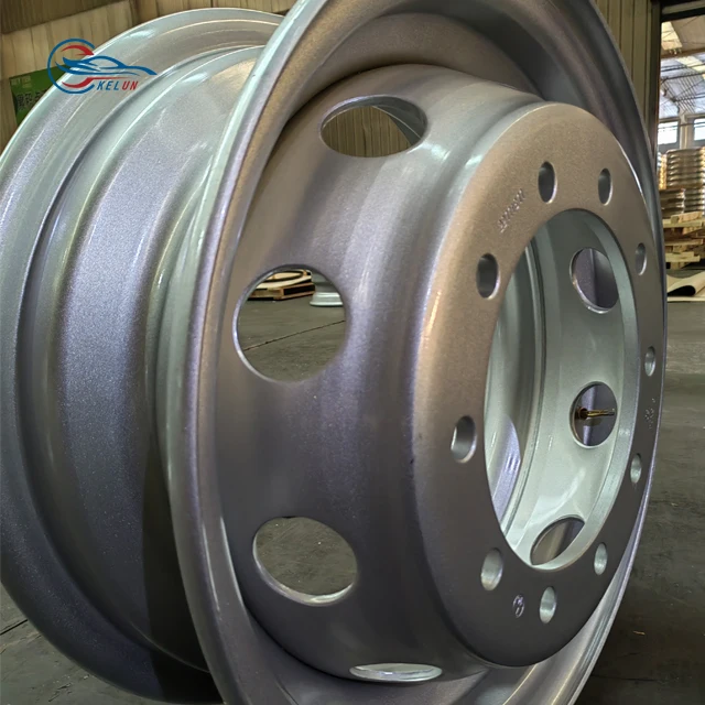 Truck Wheels 8.5-24 steel wheel 10x335 Deep Dish Silver Wheel Rims