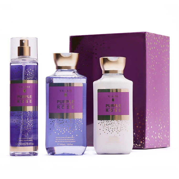 Elegant design 295ML shower gel and 236ML body lotion with 250ML body mist