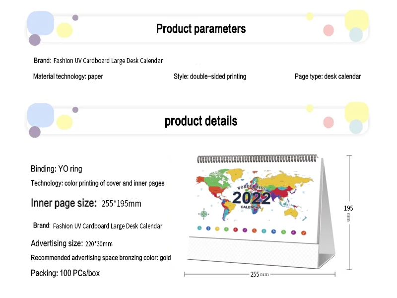 2024 Custom Printing Photo Calendar Desk Advent Table Calendars Logo Custom