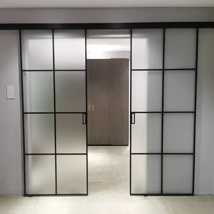 Aluminum thermal insulated Low-E aluminium sliding door glass slim profile barn door slide
