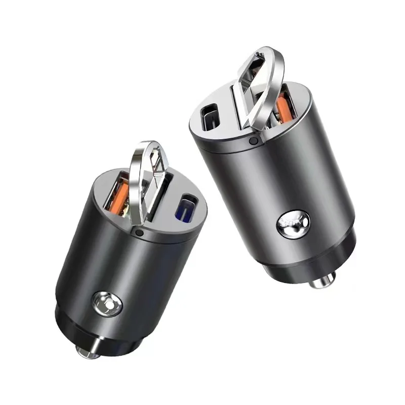 Metal alloy e Mini Car Charger 100W QC3.0 USB C Dual ports Power Adapter