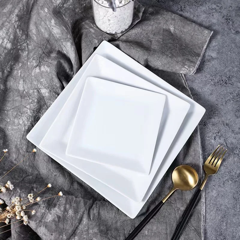 6 8 9.75 Inch Ceramic Square Plate Ceramic Dinner Tableware Plate Dish Porcelain Dessert Dinnerware Cake Plate