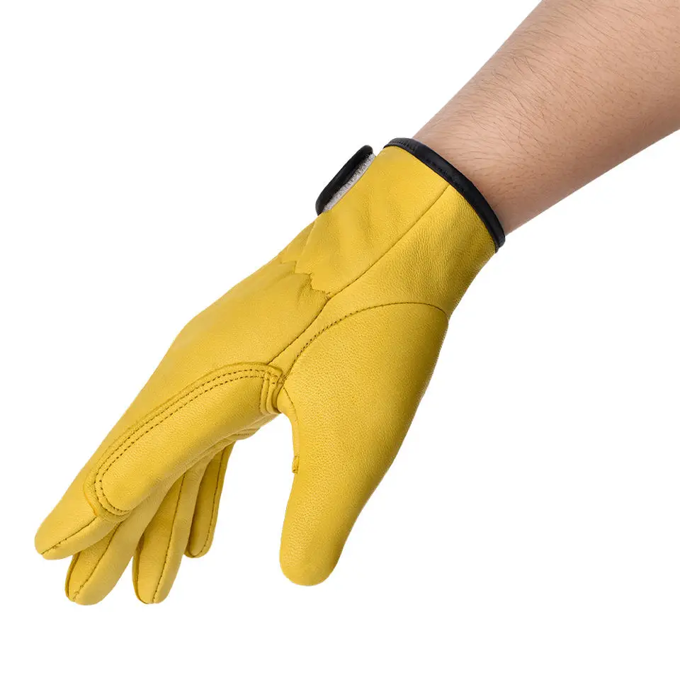 Custom High Quality Sheepskin Leather Safety Gloves Heat Resistant Durable Cotton Liner Driving Welding Garden Work Protection