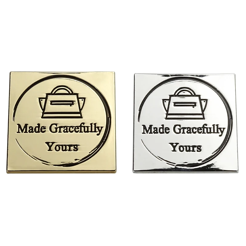 Light gold female bag hardware zinc alloy sign  metal logo accessories for bags 36*36mm