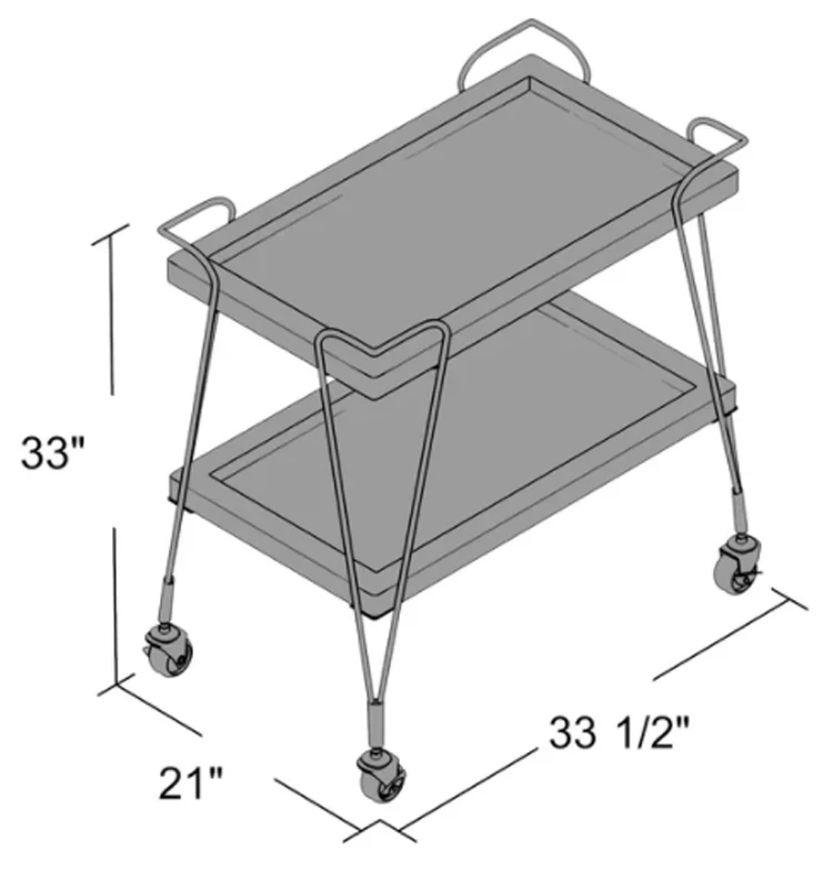 Vintage New Design Two-story Restaurant Beverage wooden trolley With Metal Frame Bar Cart Furniture