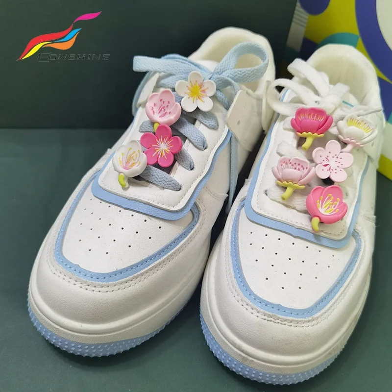 DIY Plastic Sunflower Daisy Sakura Flower Shoe Lace Buckle Sneaker Shoelace Charms Decoration Accessories