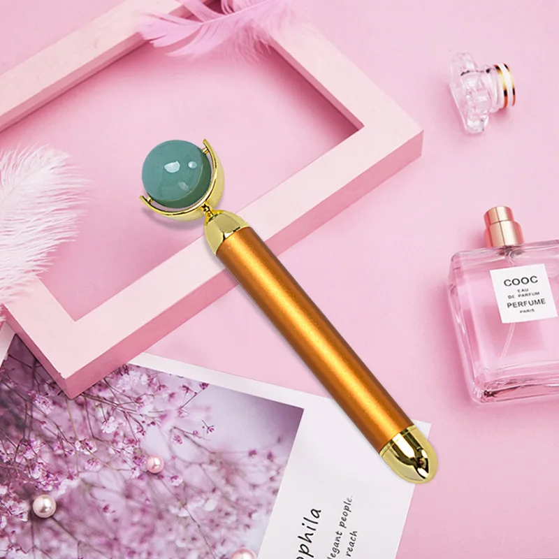 High Quality Metal Welded Face Massage Natural Facial Anti Aging Purple Black Pink Green Electric Jade Roller Skin Care