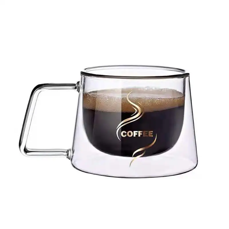 Wholesale 250ml Insulated Double Wall Glass Espresso Cup Clear Coffee Mugs With Handle