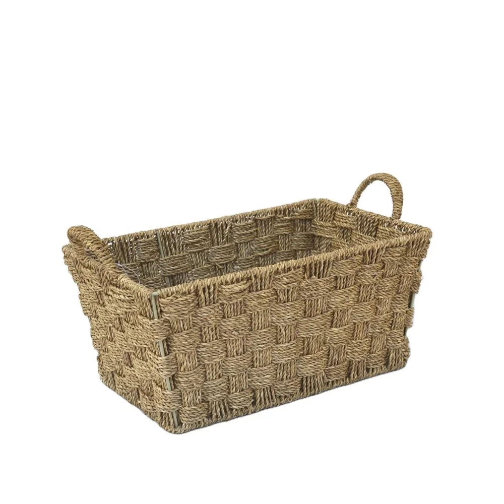 XH Wholesale handmade wicker seagrass woven storage basket with handle