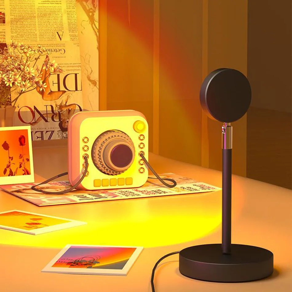 Remote 180 Degree Rotatable 16 Colors RGB USB Interface Portable Floor Sunset Lamp Projector for Home