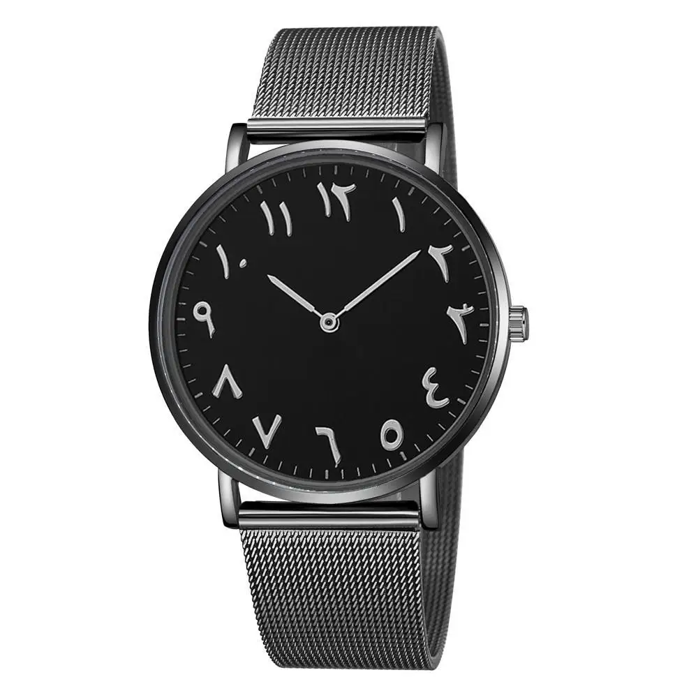 OEM ODM Custom Logo Stock Rose gold Watch Mesh Alfajr Muslim Azan Watch Arabic Numbers Watches