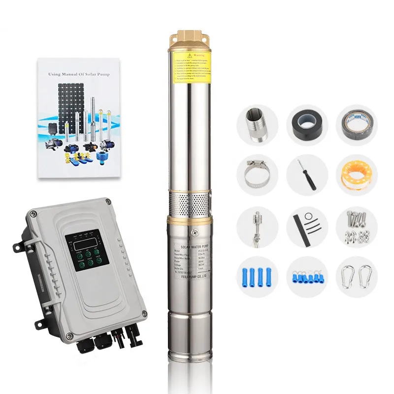 dc 24v deep well solar pumps stainless steel fld brushless agriculture industrial bore hole water farm irrigation solar pump