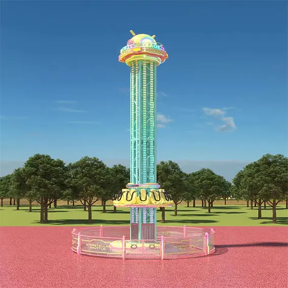 Jumping park thrilling rotate free fall drop tower sky drop tower amusement rides for sale entertainment equipment jumping
