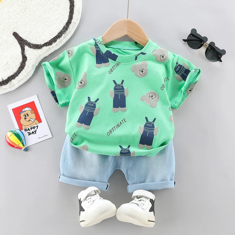 2022 latest design fashion boys clothing summer low prices Cartoon  baby boy clothes 3 years Baju budak borong murah