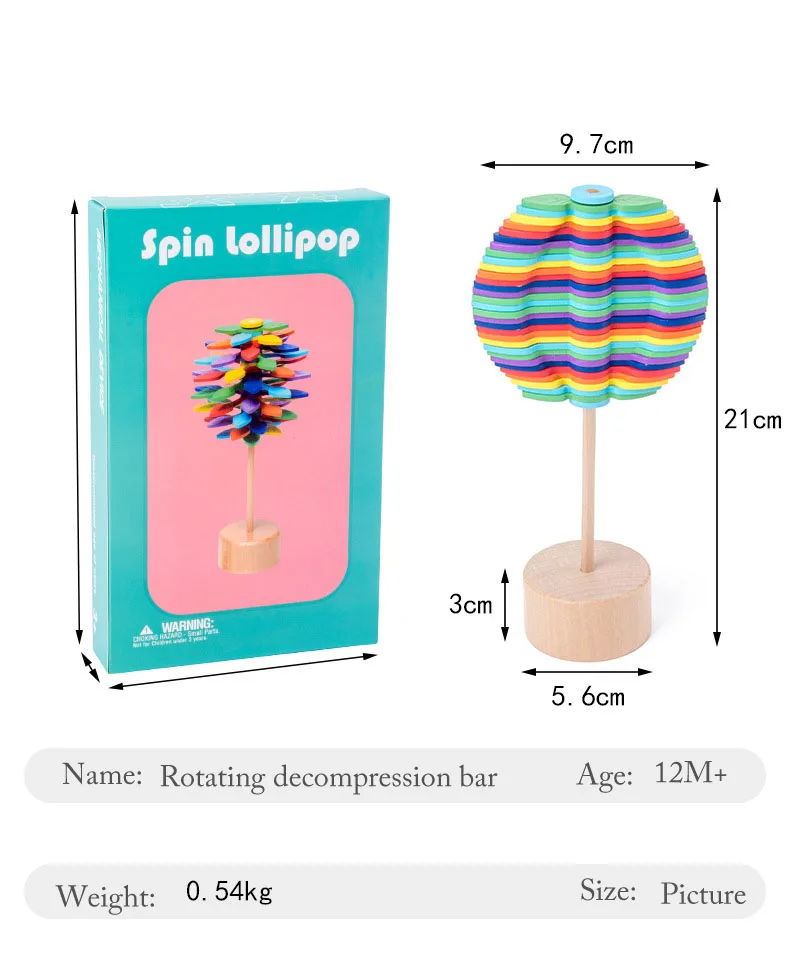 
Wooden Rotating Lollipop Magic wand Stress Relief Toy Fidget Spinner Creative Art Decoration Hand Spinner Toys 