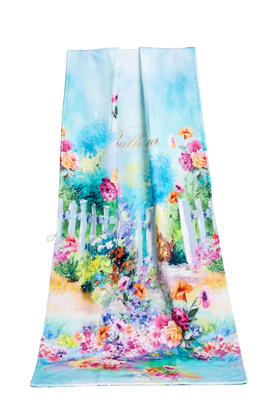 ODM 400gsm thick  soft designer custom sublimation cotton beach towel blanket