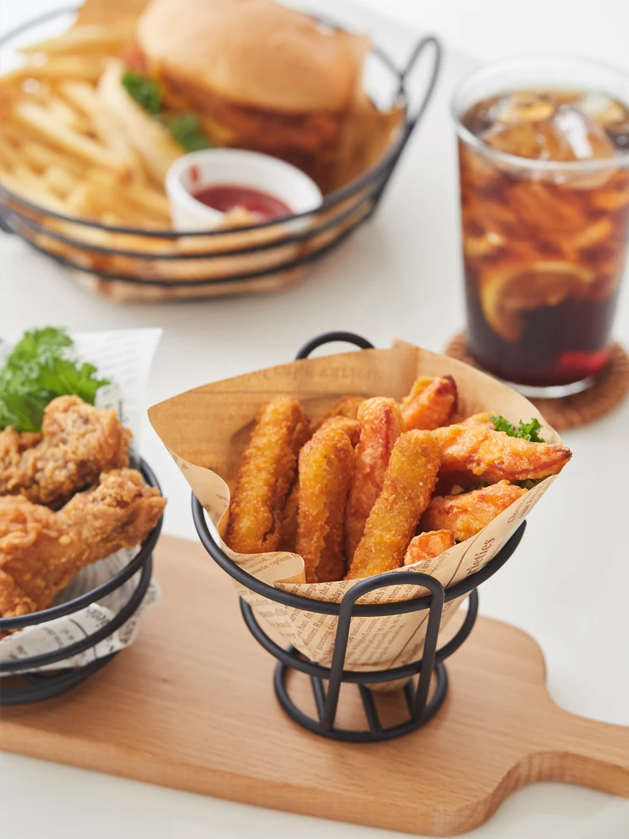 Customized Potato Rectangular Kfc Fried Chicken 304 Stainless Steel Fry Pan Fry Basket For Commercial Kitchen