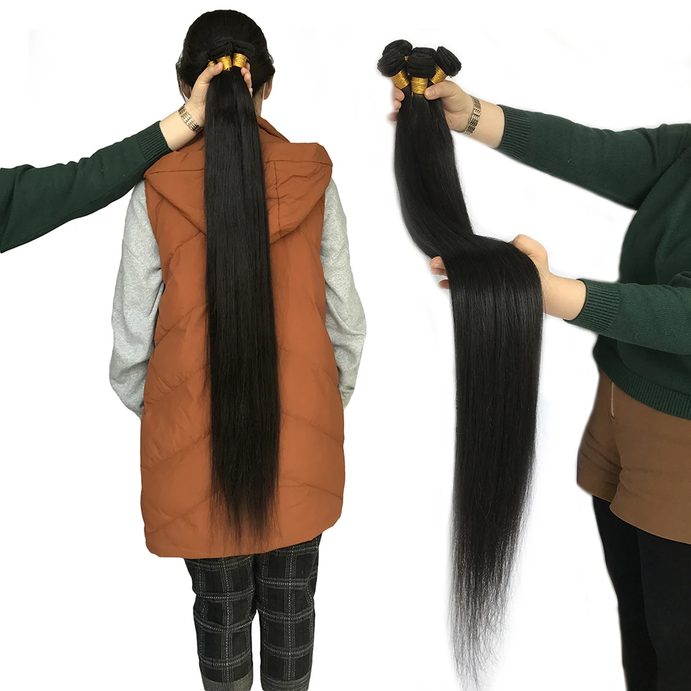 Wholesale grade 9a 40-50inch weaves bundles with frontal, mink silk straight weaves bundles peruvian and brazilian human hair