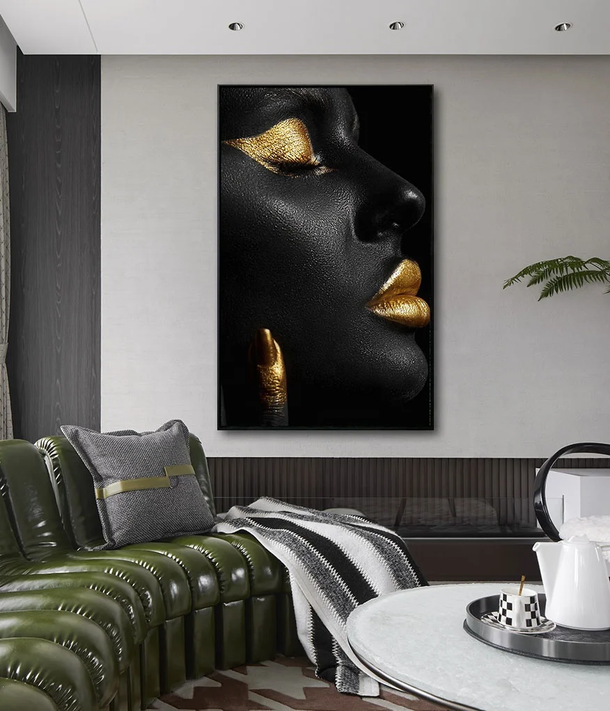 Wall Art Decorative Picture and Print Black Women Painting on Canvas Acrylic Rectangle Nordic Decor