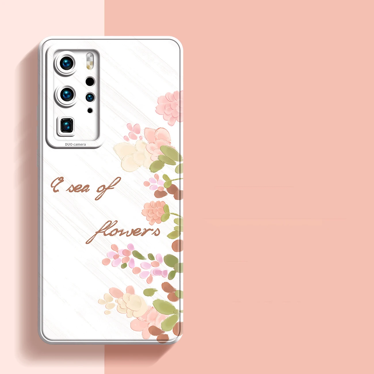 All Inclusive Liquid Silicone Phone Shell Fall Protection Flower Pattern Mobile Phone Back Case Cover for Huawei P50 P40 P30 Pro