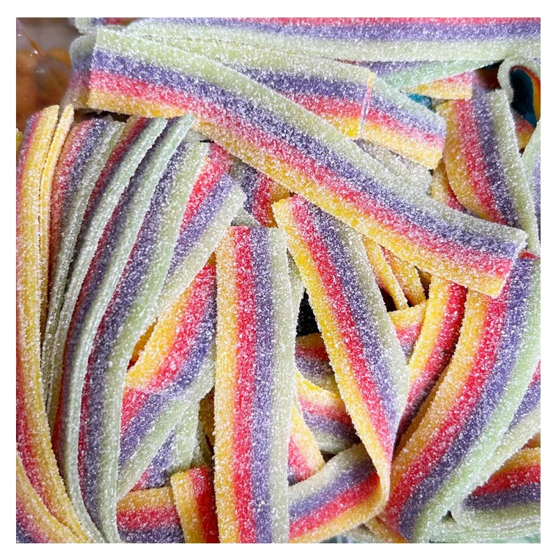 Children like candies sour and sweet ribbons sour gummy candy sweets Sour candy sour belt candy