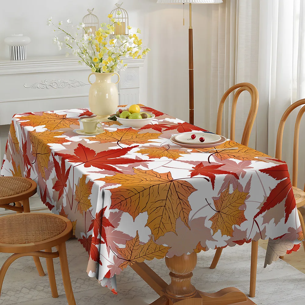 Autumn Pumpkin Tablecloth Printed Spill Resistant Festival Tablecloth for Thanksgiving Harvest Fall
