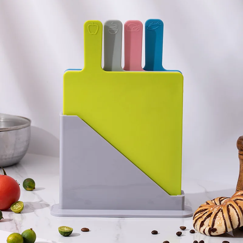 Plastic Chopping Board Four-Piece Set With Base Color Box Pp Chopping Board Raw And Cooked Classification Chopping Board