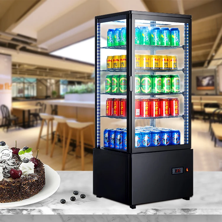High quality glass door beverage cooler cake refrigerator showcase with led light air cooling frost free cake display freezer