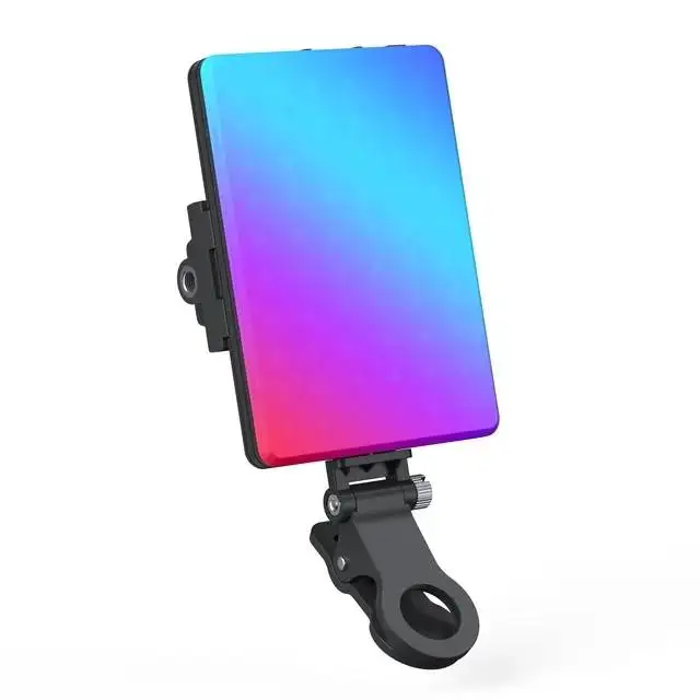 BAFANG RGB 60 LED High Power Rechargeable Clip Fill Video Light with Front & Back Clip for Phone iPad Laptop