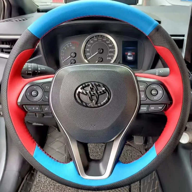 Factory Supply Custom Model Genuine Leather Car Steering Wheel Cover for Toyota Rav4 Highlander Camry  Corolla Prado Good Price