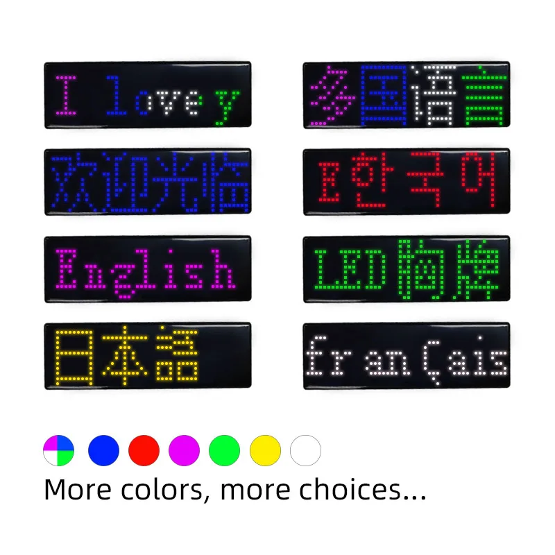 USB Rechargeable APP Programable DIY Scrolling Message Mini LED Name Tag Pin Badge