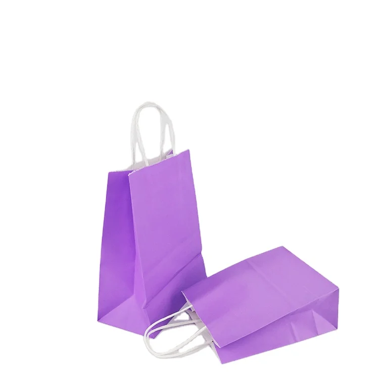 
Wholesale recycle white packaging paper bag manufacturer custom with your own logo purple kraft paper bag 