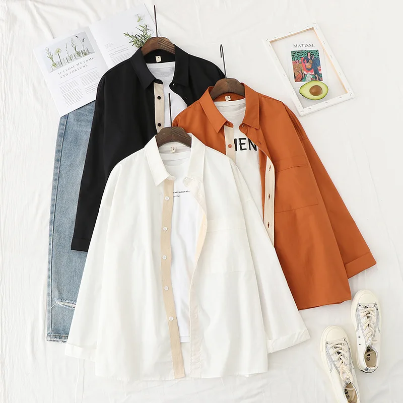 Loose Solid Color Women Office Blouses Ladies Casual Tops Blouse Simple Shirt