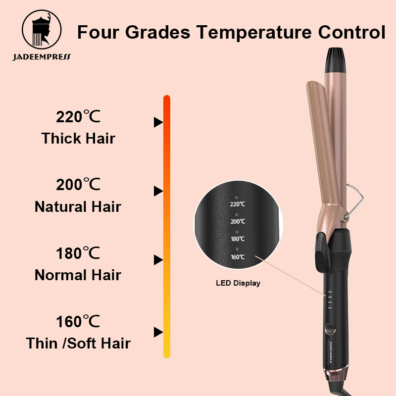 Professional Household Ceramic Coating Hair Curler with LED Temperature Display OEM Curling Iron Private Label