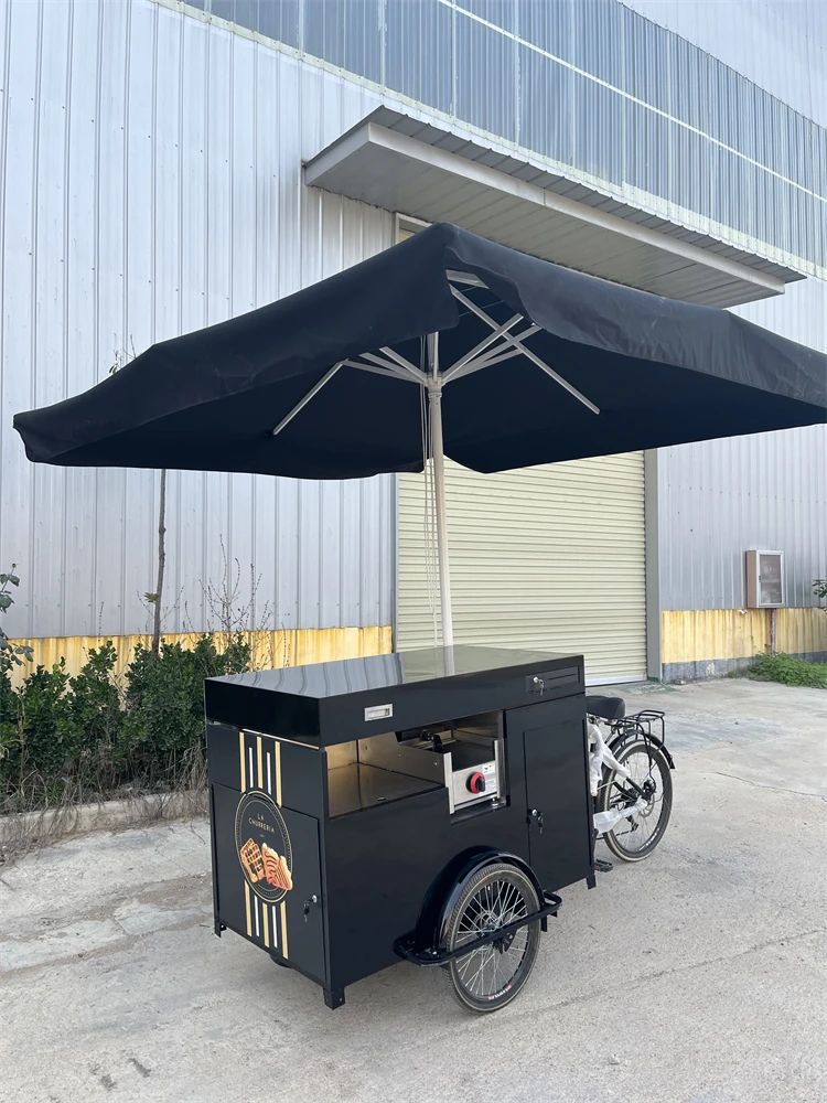 Custom Logo Hot Dog Cart Vendors Crepe Food Cooking Bike Tricycle