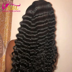 XBL перуанский волос глубокая волна парики HD прозрачный фронта шнурка человеческих волос парики 13x6 предварительно 150% Плотность парики из натуральных волос
