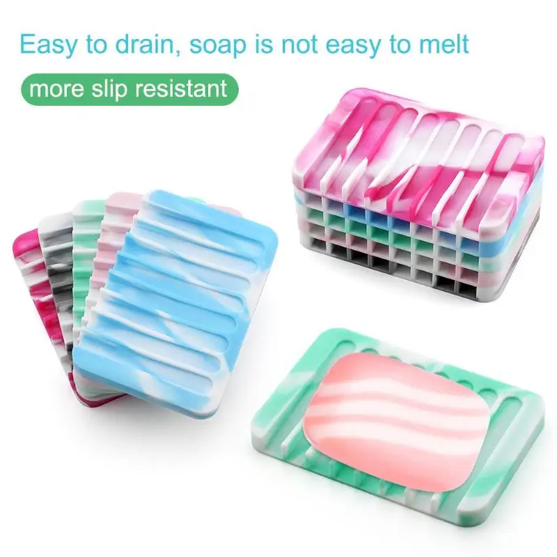 Kitchen Sponge Holder Rubber Soap Tray Silicone Dish Travel Soap Holder Case Box