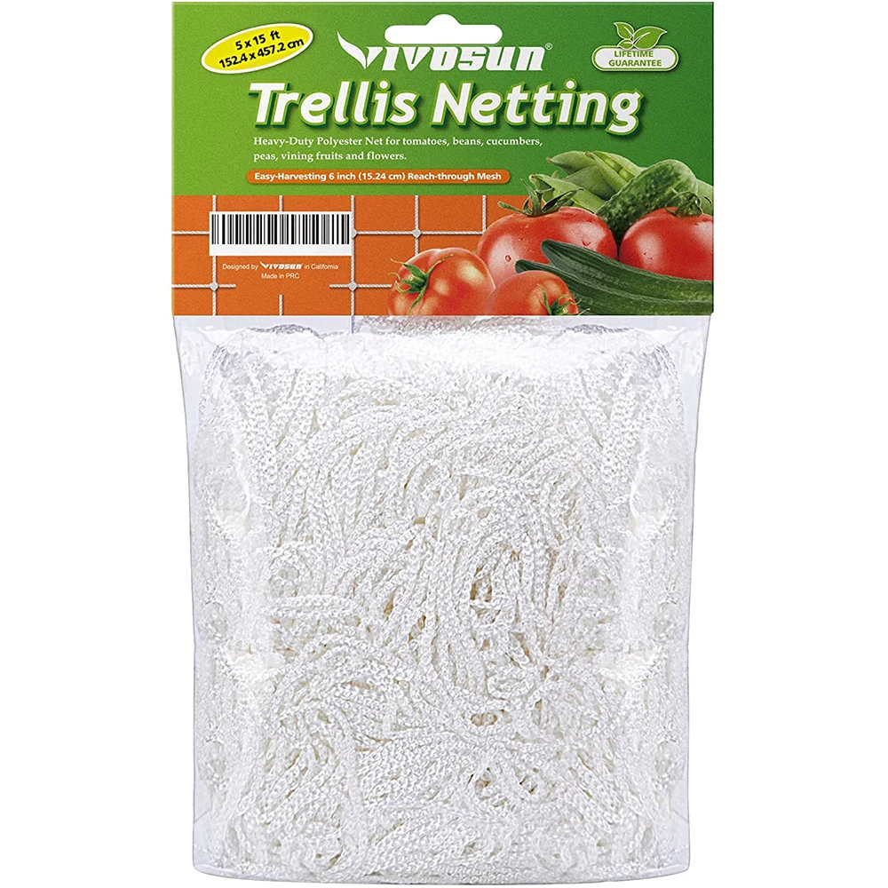 Heavy Duty Polyester Plant Trellis Netting with 164 Feet Twist Tie, Plant Support Vine Climbing Grow Net for Grapes