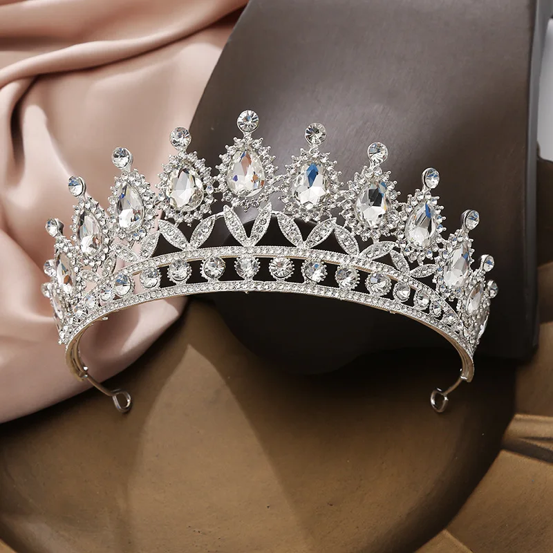 European and American bride tiara sales Hot sales Queen Crown Ball performance runway competition Alloy AB diamond tiara