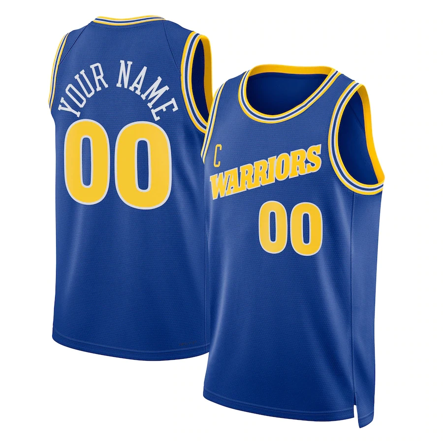 Unisex Golden State team original 1:1 NK Blue 2022/23 Custom Classic Edition Swingman Jersey basketball uniforms Stephen Curry