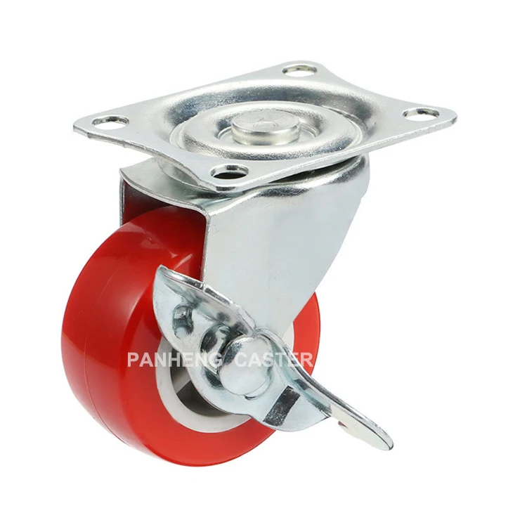 Good Quality Light Duty Flat Rigid Red PVC Caster Wheel