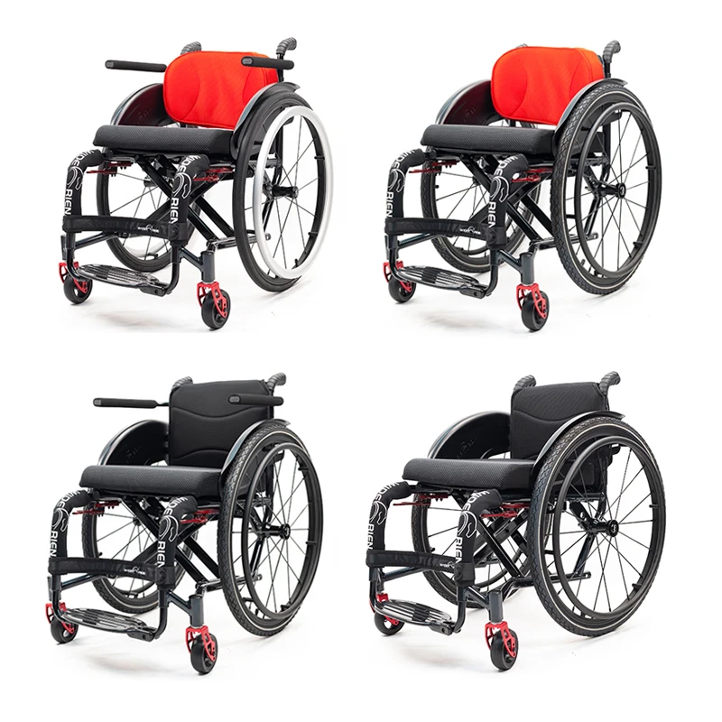 Sports Lightweight Aluminum Alloy Manual Wheelchair with Quick Release Portable Folding Backrest for Travel Home Use