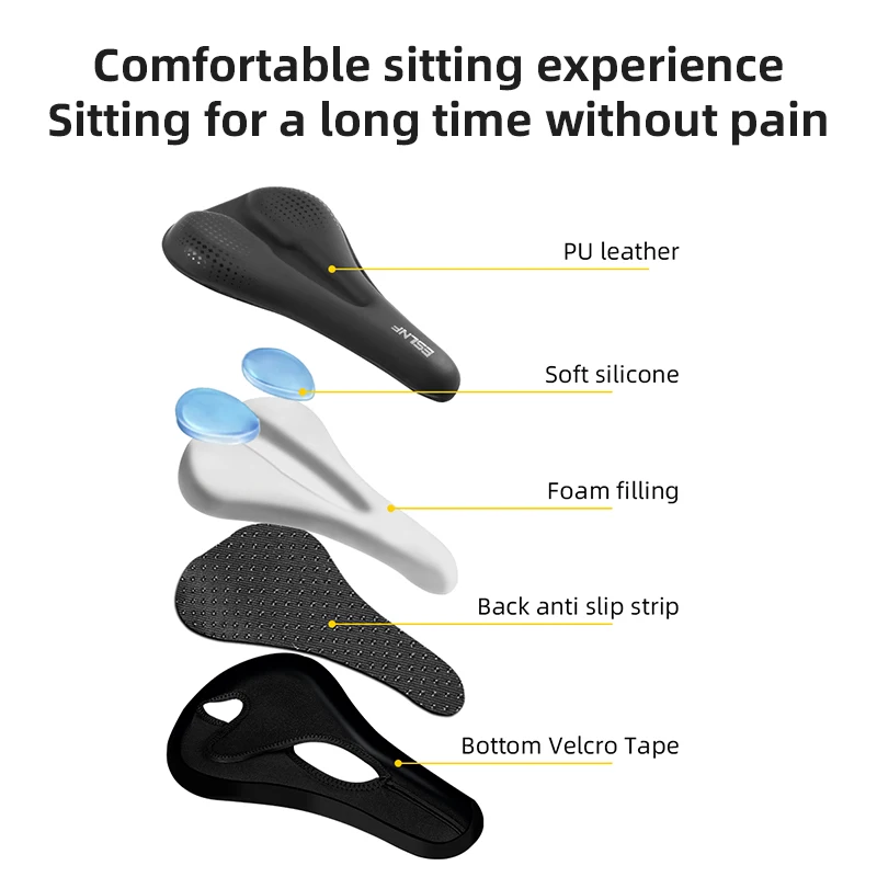 Gel Soft Bike Anti-slip Waterproof Saddle Cover Cushion Padded Sport Bicycle Outdoor Shock Absorption Padded Seat Cover