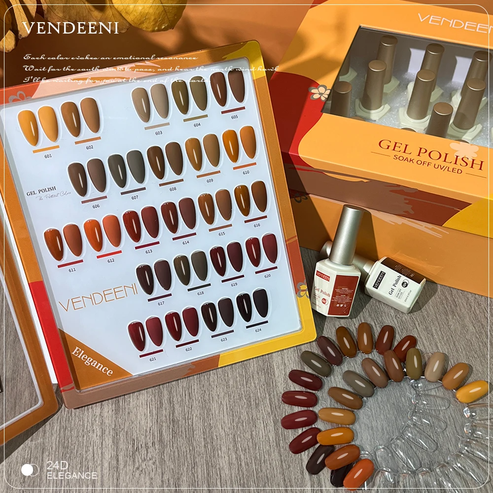 Vendeeni 24 Цветной Гель-лак набор частная марка 15 мл бутылка капельницы, бесплатный образец, сделано в Китае, не токсичные, гель, лак для ногтей, наклейки для ваших ноготков