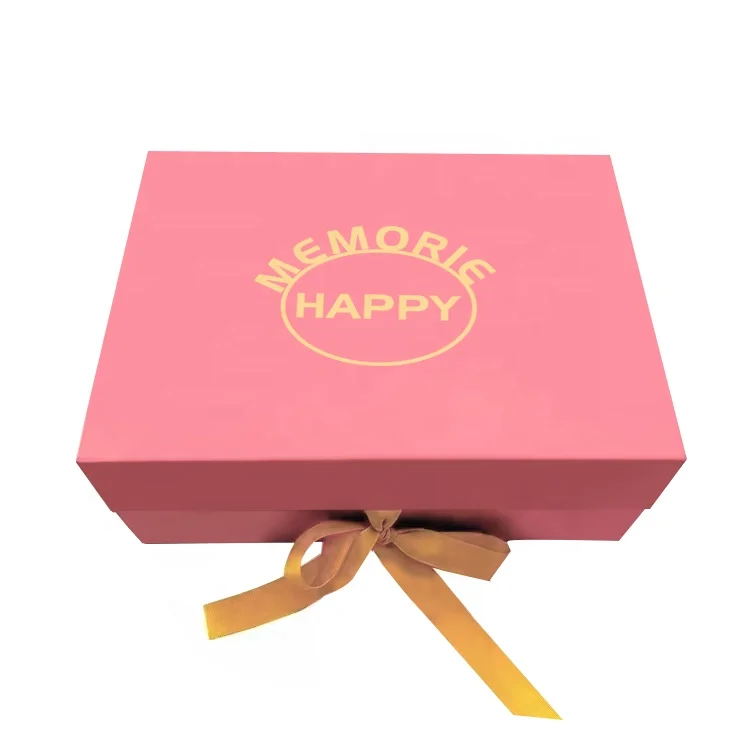Space Saving 35x24x6cm Rose Gold Foil Logo Boxes Packaging Box Gift