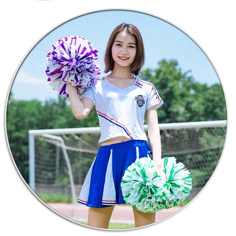 Dance Team Spirit Cheer Poms Shiny and Metallic Cheerleading Pom Poms with Handle for Girl Boy School Sports