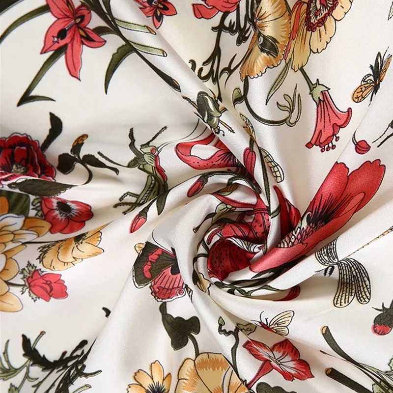 Digital Print Silk Fabric for Dresses Clothing Custom Satin Polyester Fabric